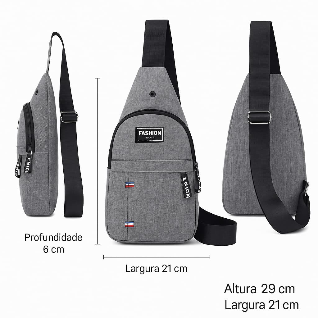 Bolsa Tiracolo Multifuncional – Faculdade, Trabalho, Academia, Trilhas e Passeios | Presente Perfeito para Dia dos Pais