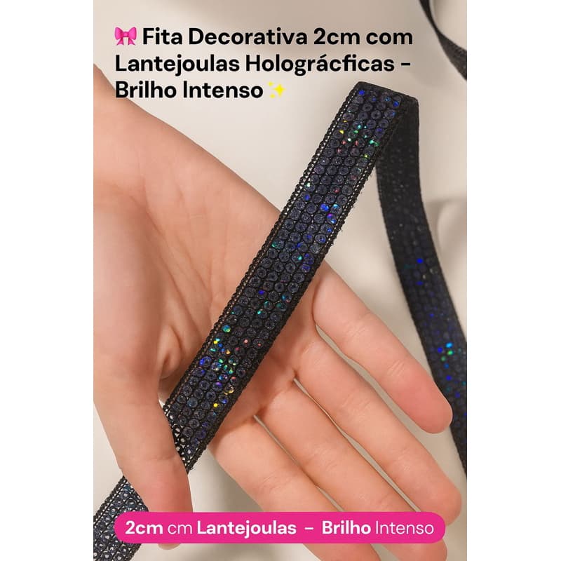 ✨ Fita Decorativa paete  Holográficas largura 2cm– sem elastano  ( 2 METROS)