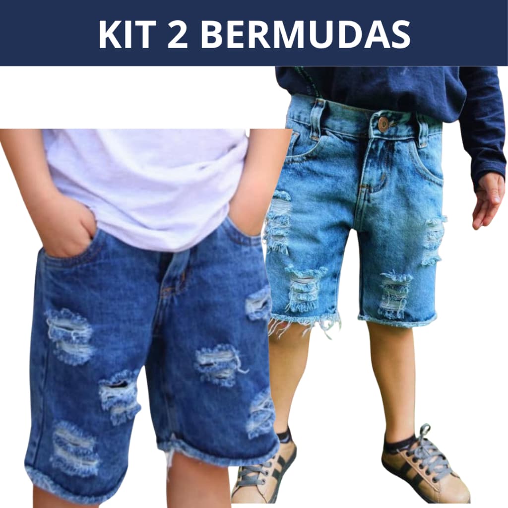 Kit 2 Shorts Jeans Infantil Destroyed – Estilo e Conforto para o Dia a Dia
