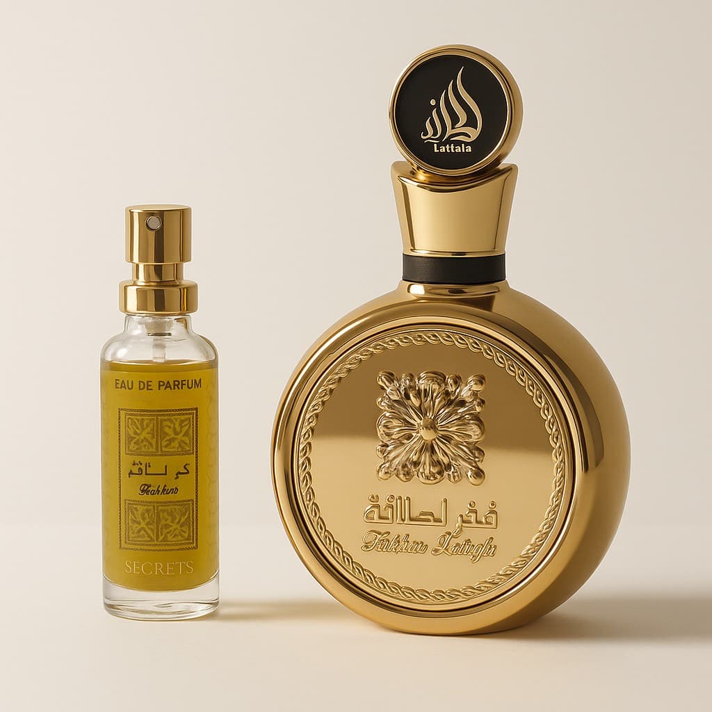 Perfume Árabe Secret’s Parfum Fakhar Gold 15ml - Fragrância Floral, Cítrica, Âmbar, Alta Fixação