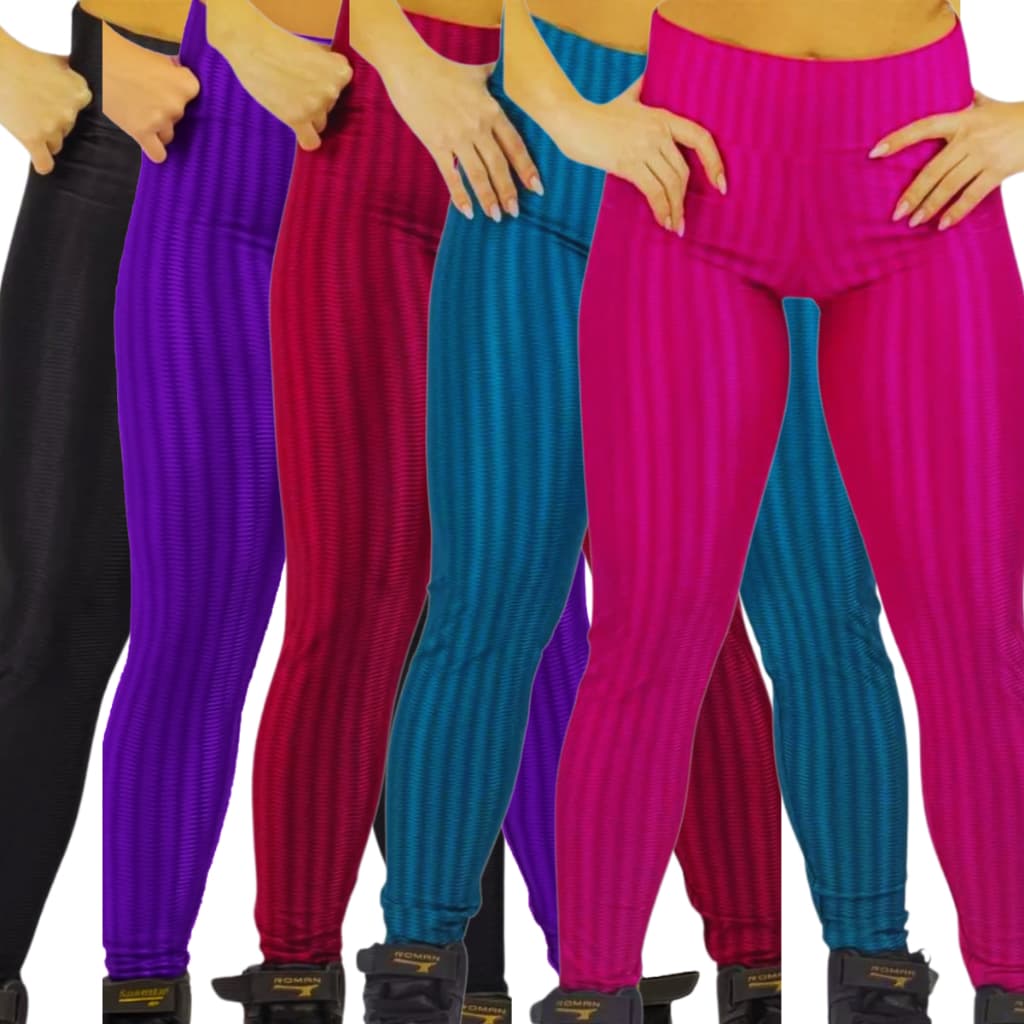 Kit 5 Calça Leg Legging 3D Feminina Academia Cintura Alta Levanta Bumbum