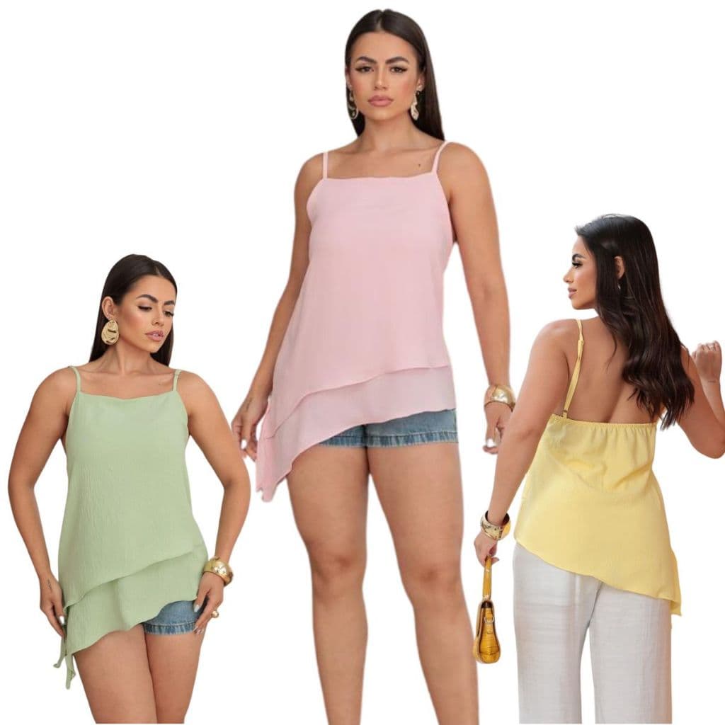 Blusa Regata Assimetrica Elegante Feminina Alça Regulavel Social Luxo