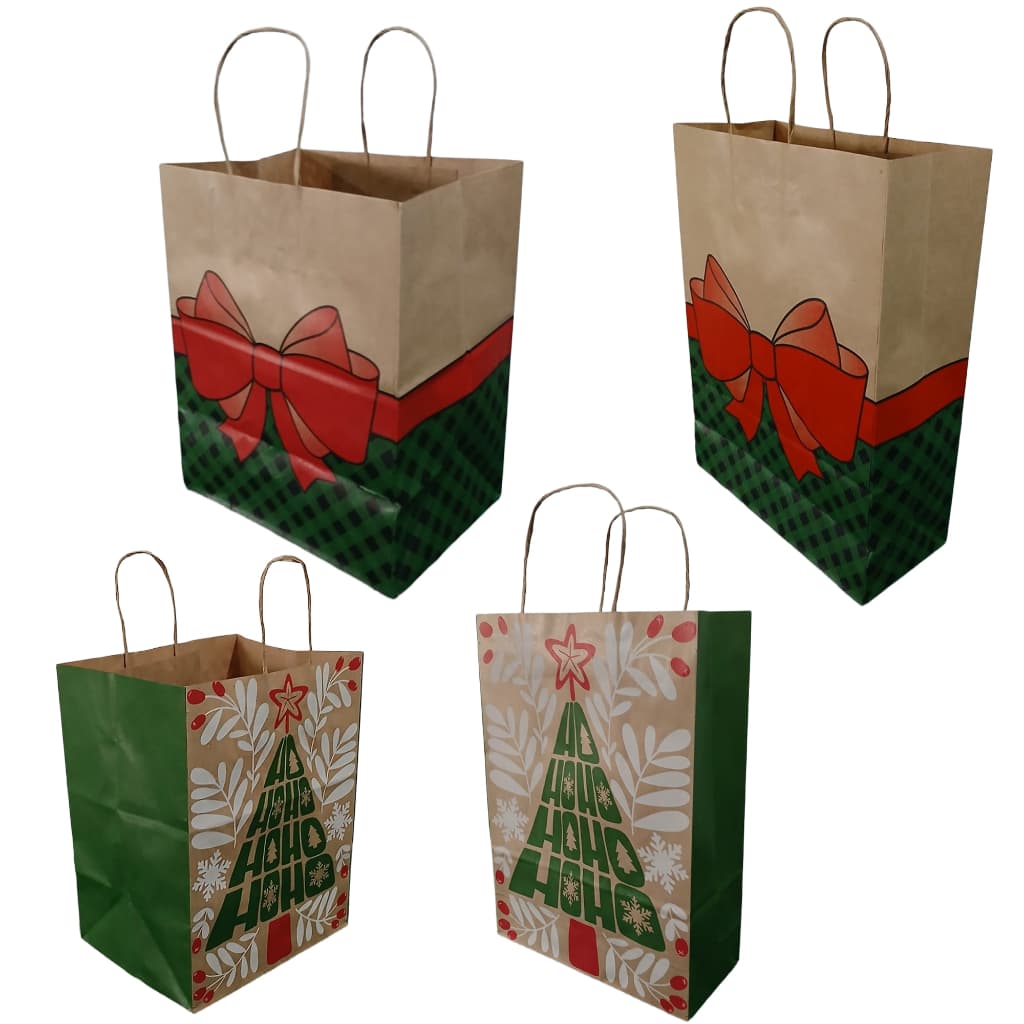 Kit 10 Sacola Papel Kraft Natal Festa Natalina Presente