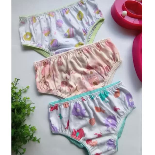 10 calcinha algodão 100% infantil menina calcinhas infantis estampas sortidas P M G GG de 0 a 9 anos