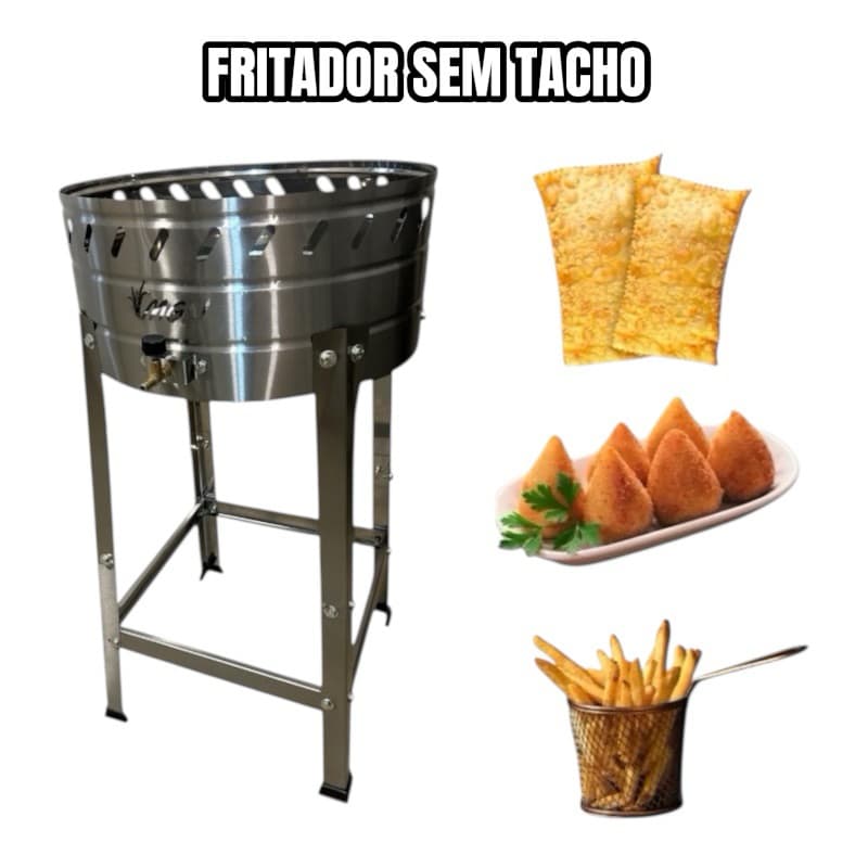 Fritador Fogão A Gas Sem Tacho Pasteleiro N18 Inox Alta Pressão Batata Pastel Salgado Promoção