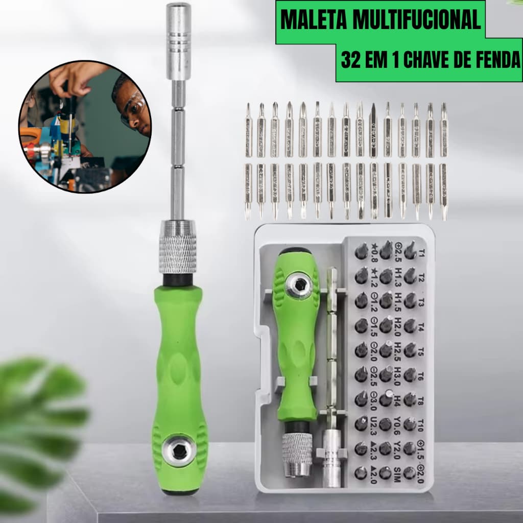 Maleta 32 peças Chave de Fenda Precisão Multiuso Maleta Completa Ferramenta Para Obra