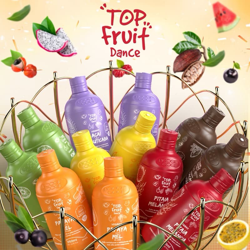 Kit Shampoo + Condicionador Top Fruit Dance 250ml – Nutrição, Brilho e Perfumes Frutados