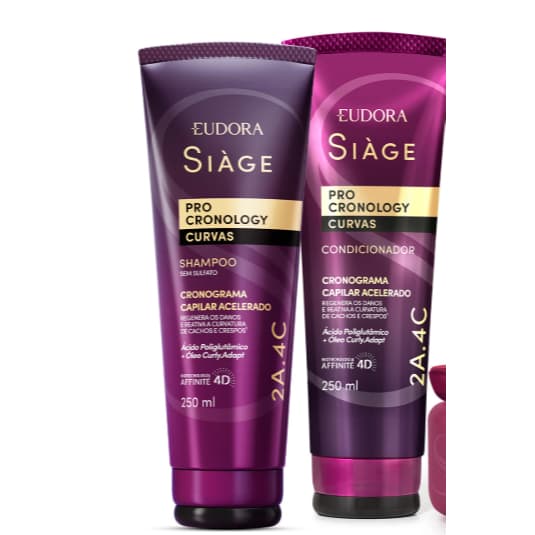 Shampoo+Condicionador, Creme de Pentear Definição ou Volume, Pro Cronology Curvas, Siàge Eudora.
