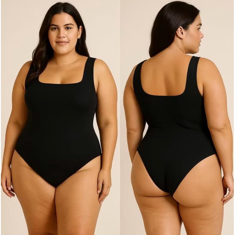 Body Plus Size Alça larga Decote Quadrado Feminino