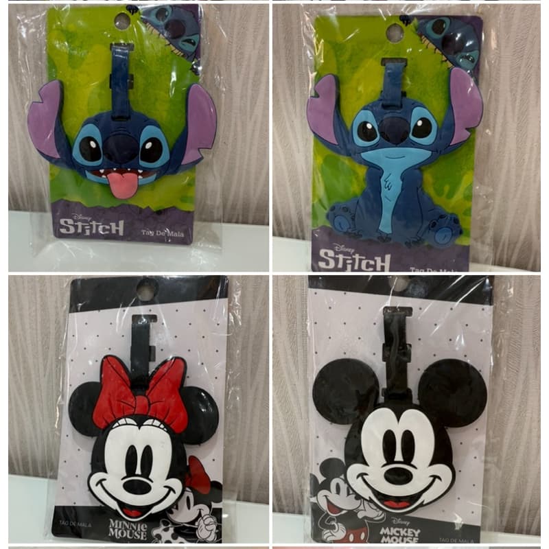 Identificador de mala Stitch Mickey Minnie - tag de bagagem - Tag de mala Stitch Mickey