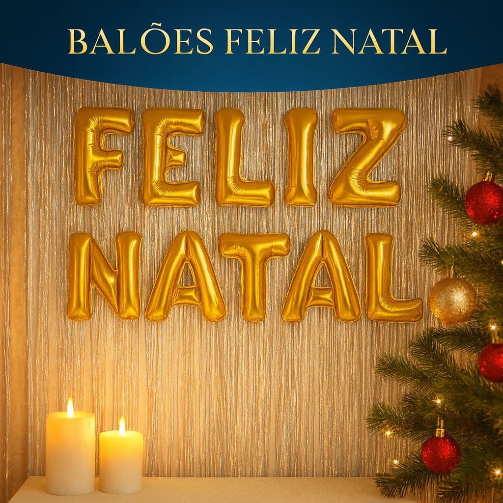 Balão Feliz Natal Kit Letras e Formas Decoração Festa Natalina