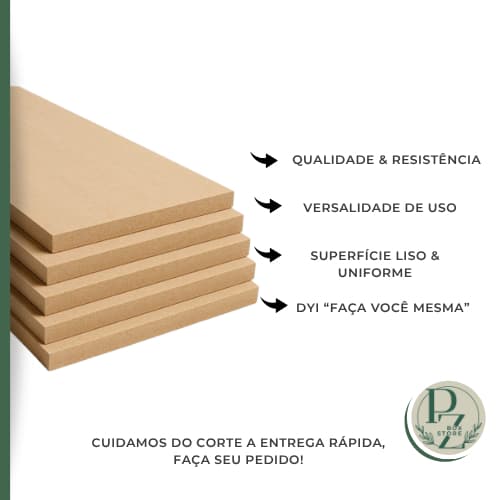 Chapa MDF Cru 70x50cm – Prateleira 15mm Ultra Resistente • Placa MDF para Decoração e Móveis