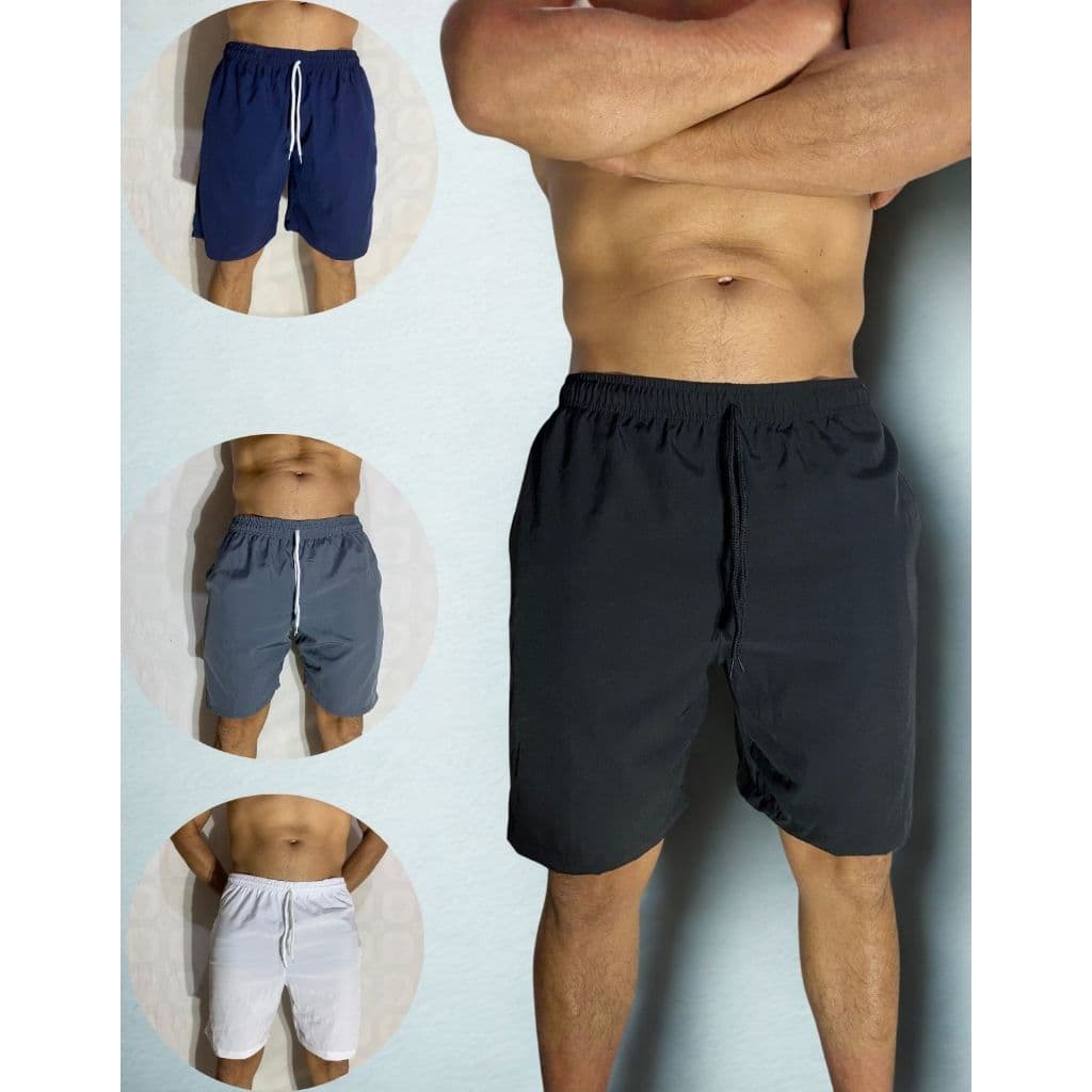 Kit 2 Short Mauricinho Masculino Tactel Grosso Bermuda Lisa Praia-Treino-corrida-verão-ciclismo de Elástico | Leves