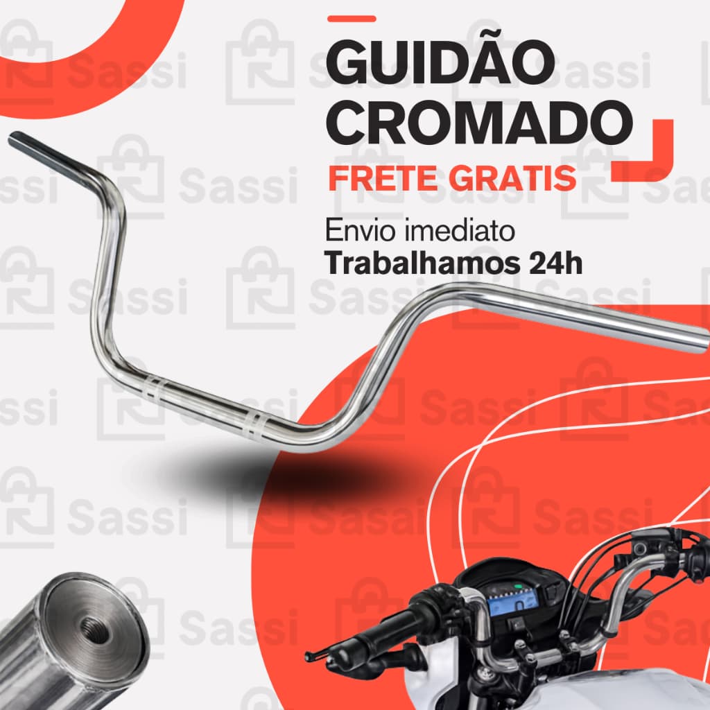 Guidão Cromado Modelo Original Moto Titan Fan CG Cargo Start 125/150/160 Com Rosca Para Pesinho