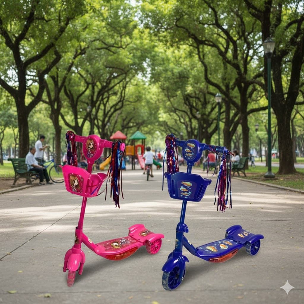 Patinete Infantil Dobrável Com Três Rodas com LED e SOM
