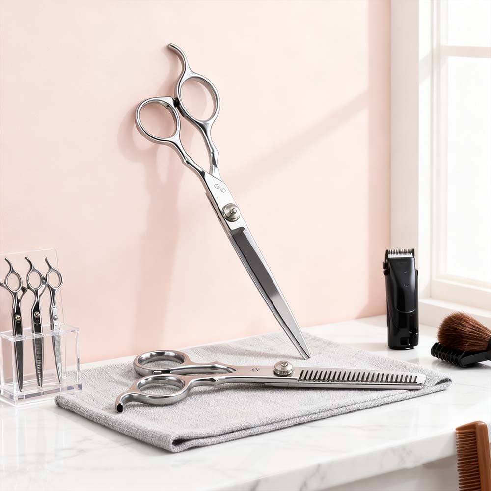 Kit De Tesoura De Corte De Cabelo , Conjunto De Tesouras De Cabeleireiro De Aço Inoxidável , Desbaste Profissional Para