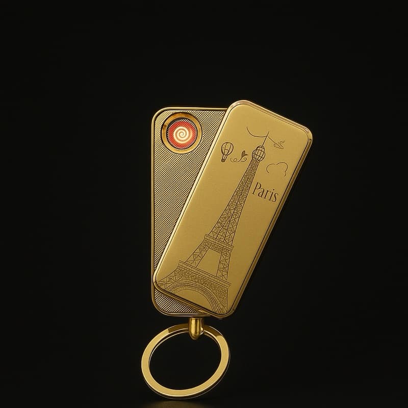 ISQUEIRO ELÉTRICO COM CHAVEIRO DOURADO ACABENTO PREMIUM