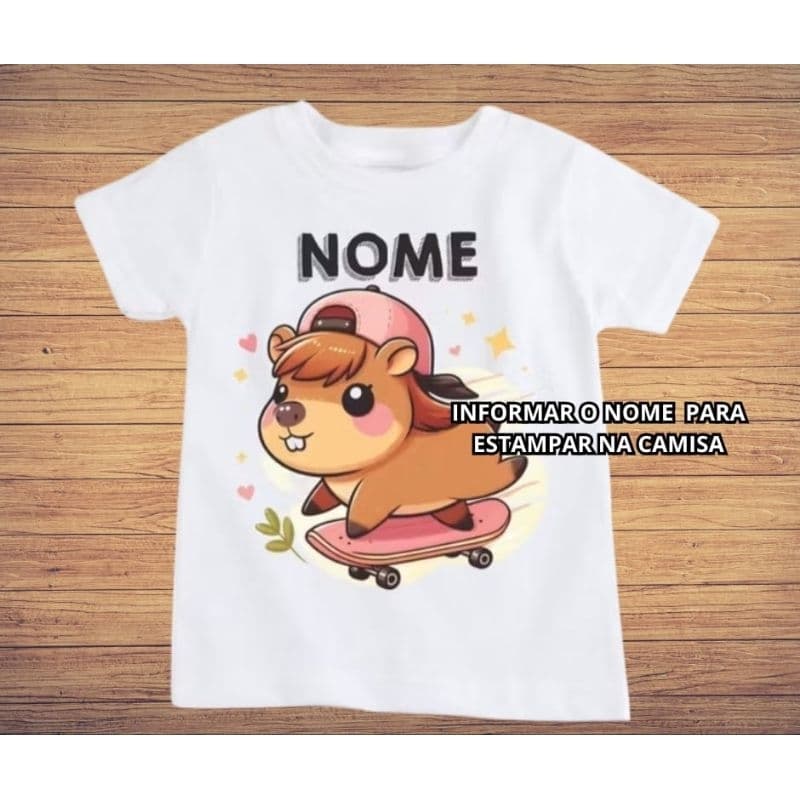 Camiseta Capivara Menina Skate e Boné T098 - Informar Nome