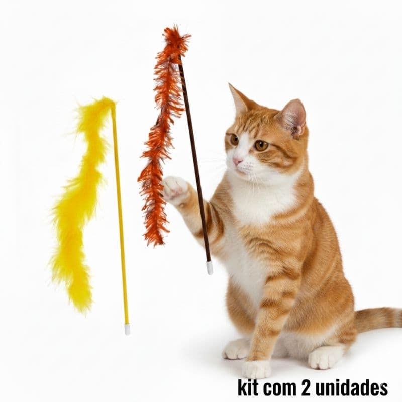 Brinquedo para gato 2 un. varinha marabu vareta gato catfshing