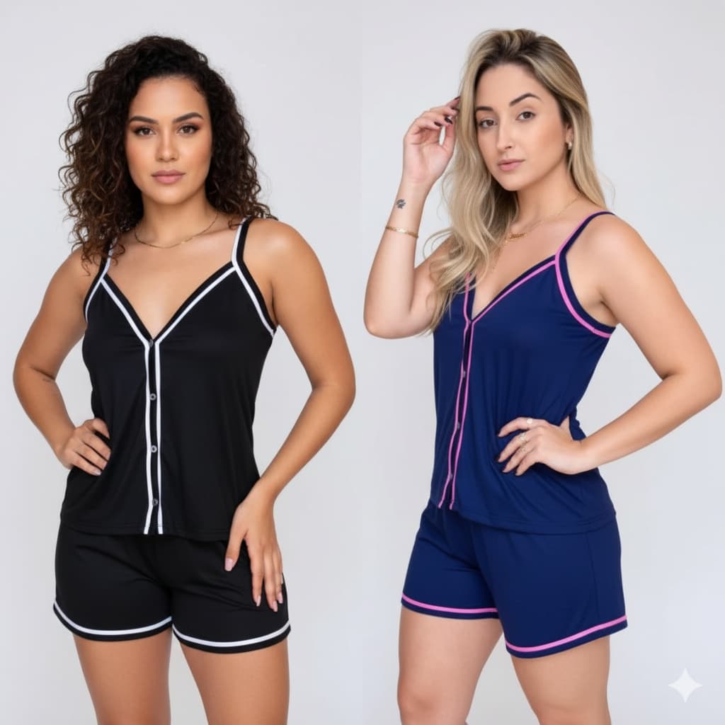 Kit 2 Pijamas Femininos Abertos Botões de Verão de Alça amamentação adulto gestante cirurgico Calor