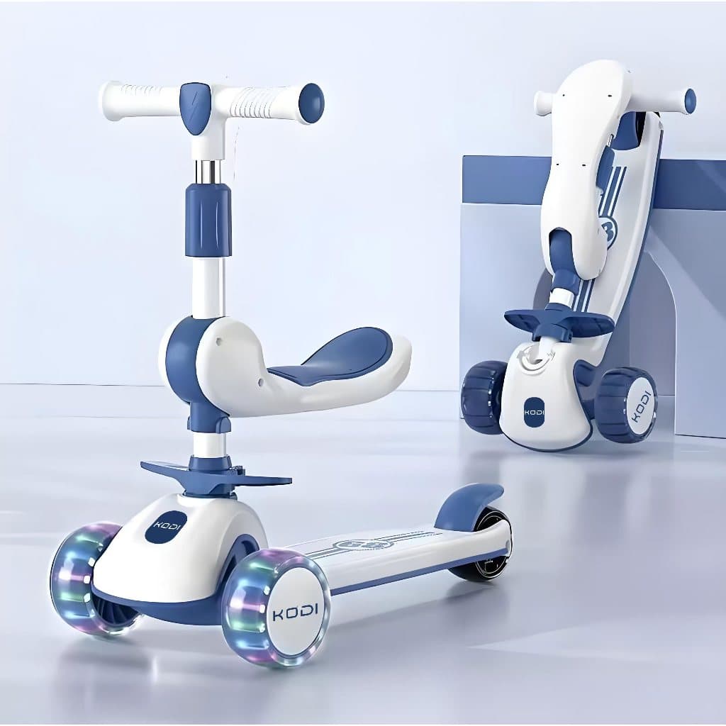 Patinete infantil dobrável 3 em 1 Assento e removível com LED e música suporta até 100 kg P15