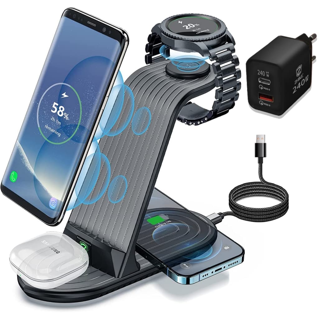 Carregador Sem Fio Para Celular Carregamento Rápido Adaptador 240W 4 Posições De Carregamento