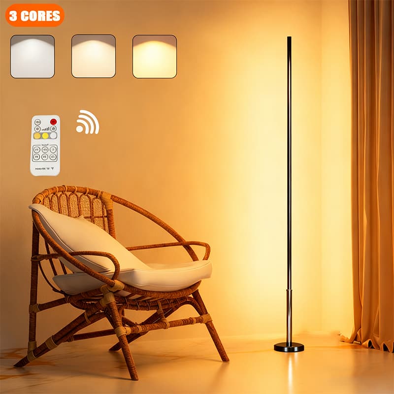 Luminária de chão LED com ajuste de 3 cores luz protetora para os olhos 100 cm controle remoto G5