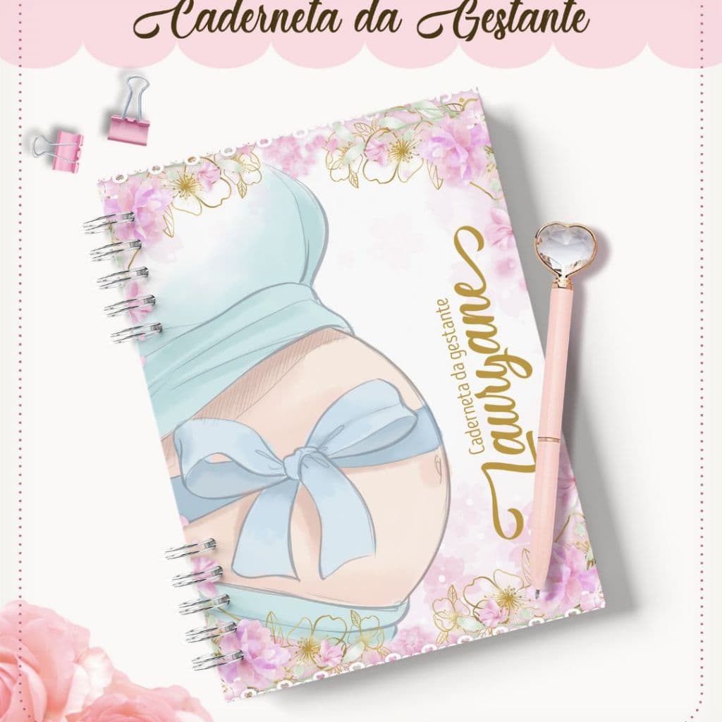 Caderneta da Gestante Personalizada – Capa Dura- Caderneta da Gestante Laços-Capa Dura-Atualizada do SUS-Presente