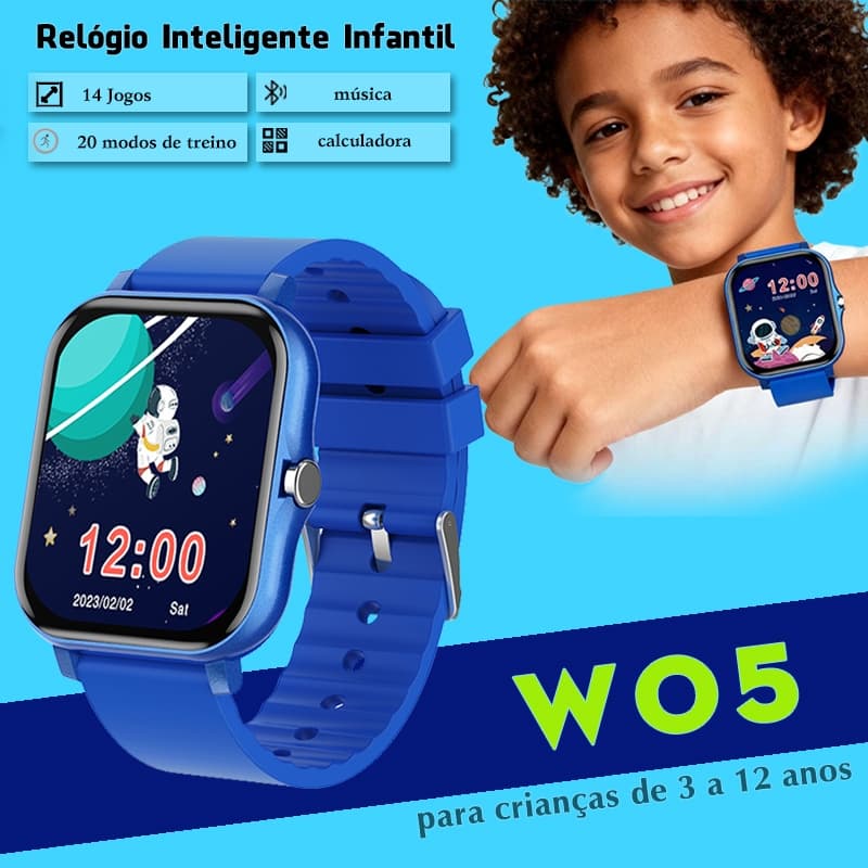 W05 Relógio Inteligente para Crianças Vários Jogos Educativos Cartões de Aprendizado Registro de Atividades Físicas​