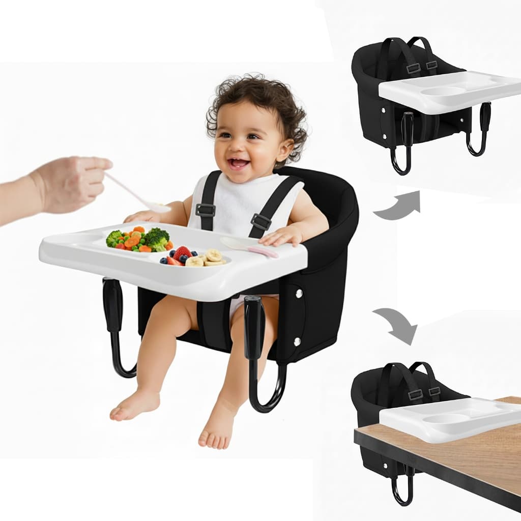 Gancho na cadeira, assento portátil de alimentação de bebê preso à mesa - Prenda na cadeira alta com dobra