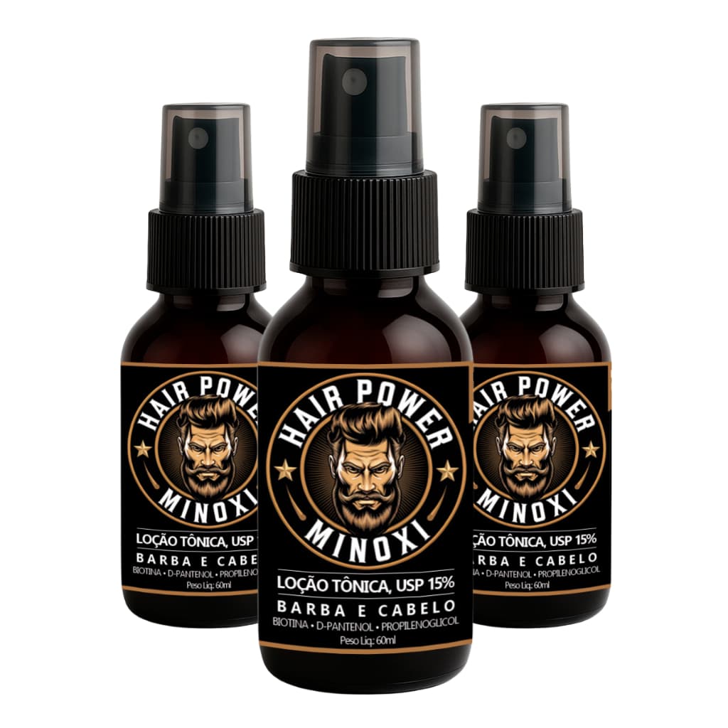Kit 3 Loção Tônica Hair Power Spray Capilar Barba Cabelo Sobrancelha Masculino Feminino 180ml