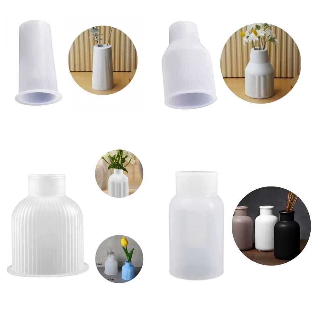 Molde Silicone Forma De Vaso Velas Flores Decoração Resina Gesso Cimento Artesanato