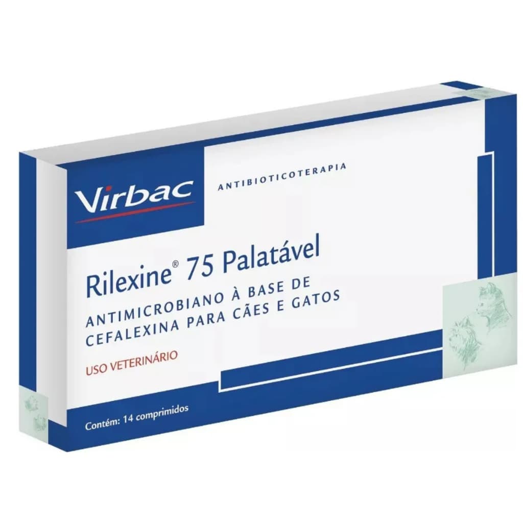 Antibiótico Virbac Rilexine Palatável para Cães e Gatos - 14 Comprimidos