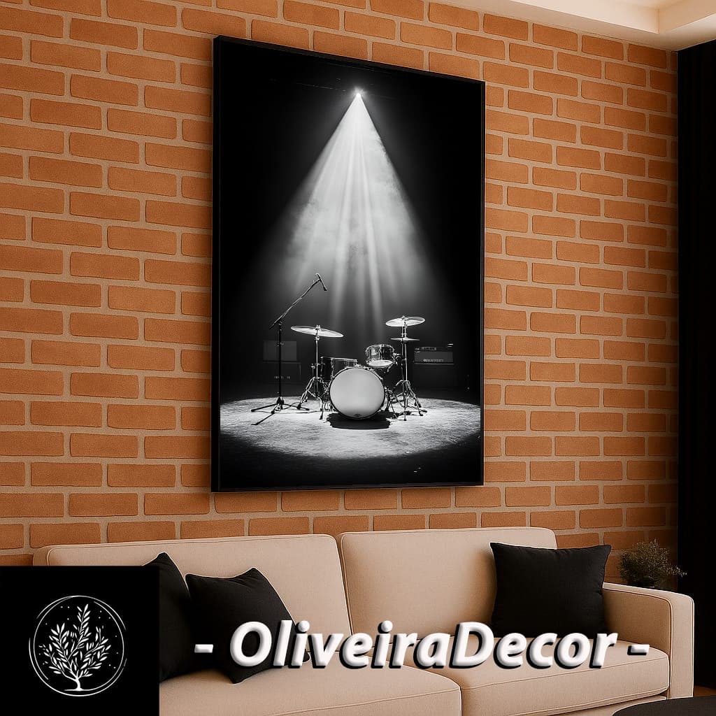QUADRO DECORATIVO MUSICA BATERIA  INSTRUMENTO MUSICAL 1 PEÇA 60X40 DECORAR SALA QUARTO ESCRITORIO