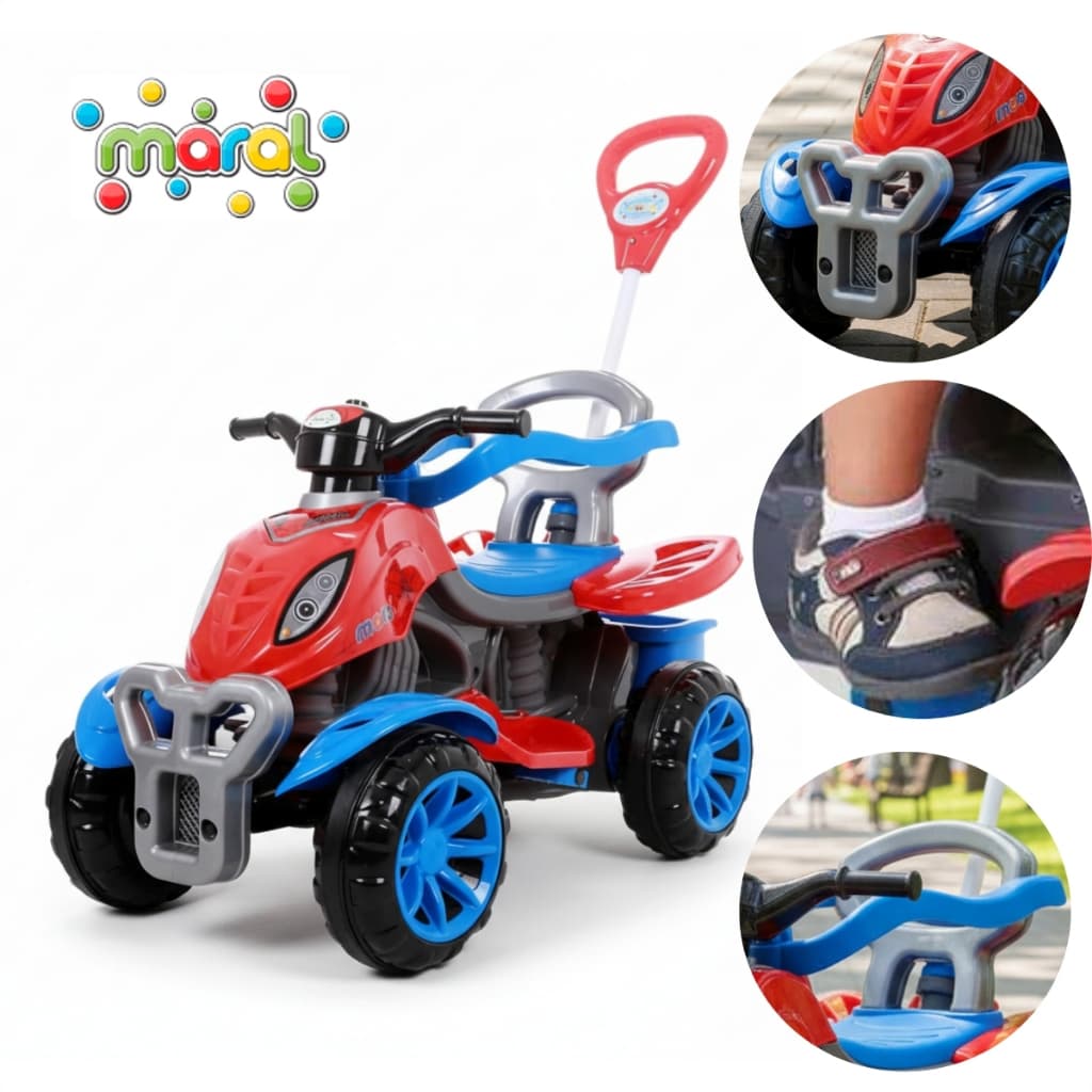 Quadriciclo Spider Infantil Dois Em Um Para Meninos e Meninas Com Haste Direcionável Maral
