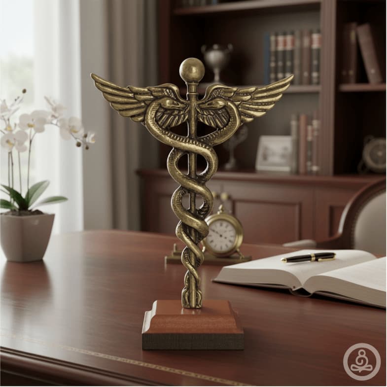 Símbolo de Mesa Caduceu para Altar Ocultismo Contábeis