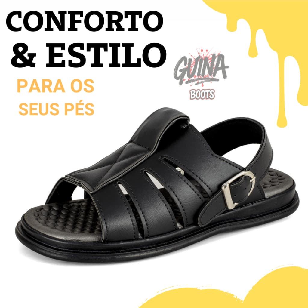 Sandália Franciscana Masculina Chinelo Com Ajuste Regulável Solado Borracha Palmilha Ortopédica
