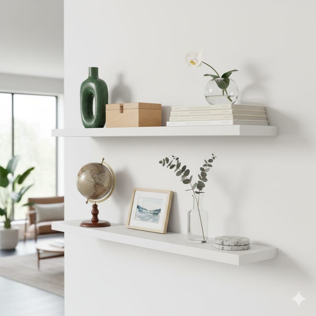 Prateleira Decorativa em MDF Branco 60x20 suporte invisível kit com 2