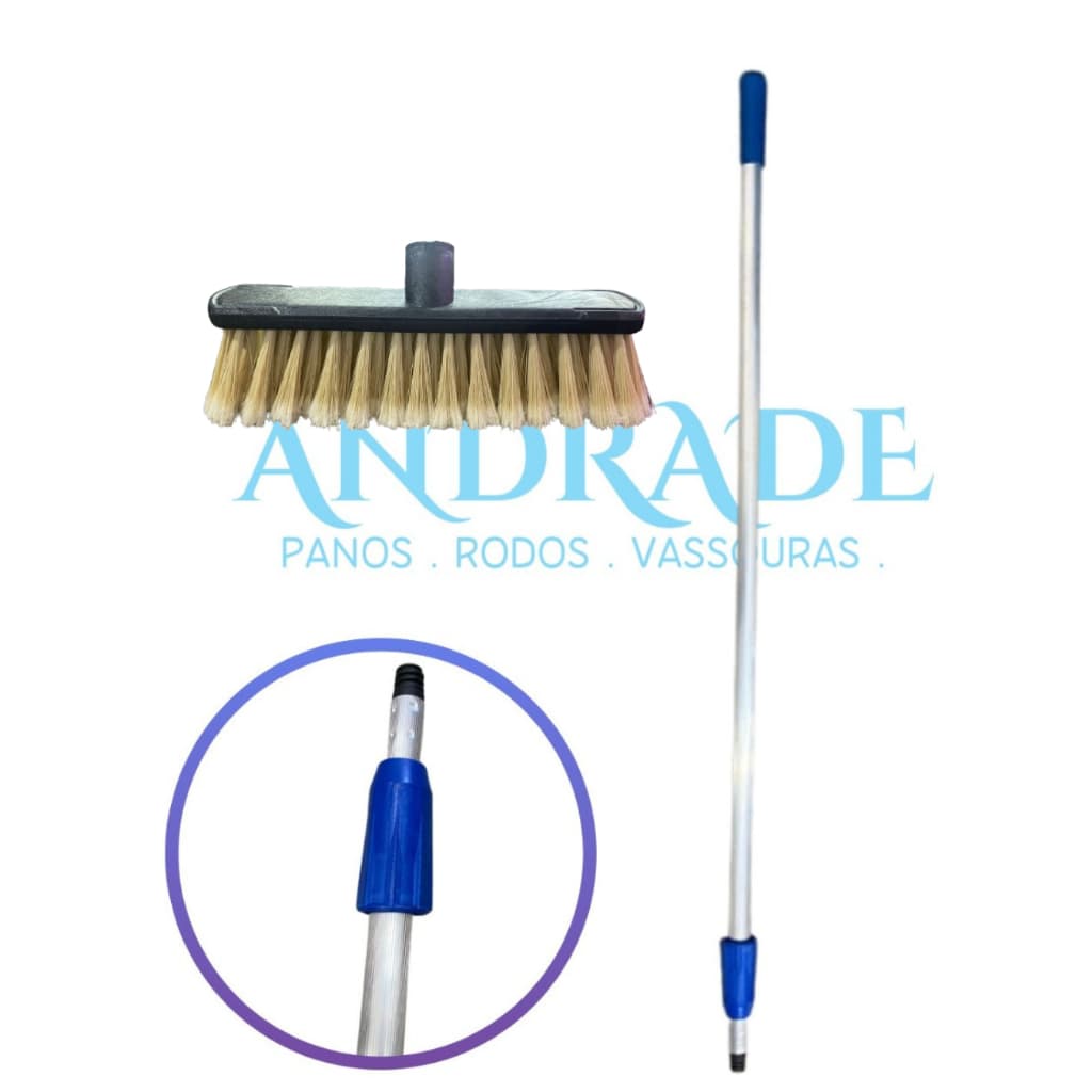 VASSOURA ESFREGÃO LAVA PLACA SOLAR NYLON COM CABO EXTENSOR 3 MTS (P CLEAN)