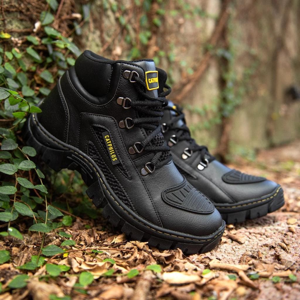 Bota Coturno Catphilos Masculino CAT Couro Reforçado Original + Palmilha Gel Pronta Entrega