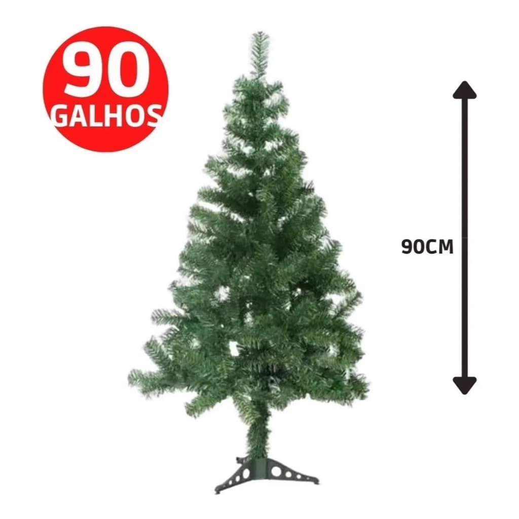 Árvore Natal 90cm 90galhos Elegante Escritorio Luxo Pinheiro Verde