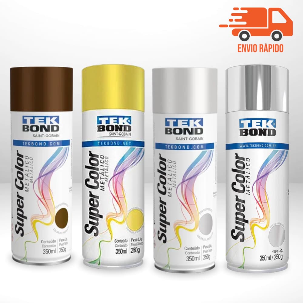 Tinta Spray Acrílica Metálica Tekbond Uso Geral 350ml Aerossol Secagem Rápida