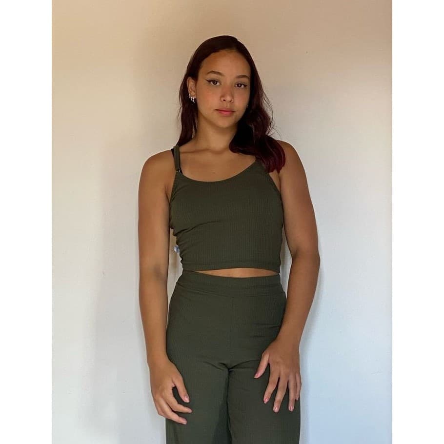 kit com 5 blusas cropped canelada feminina