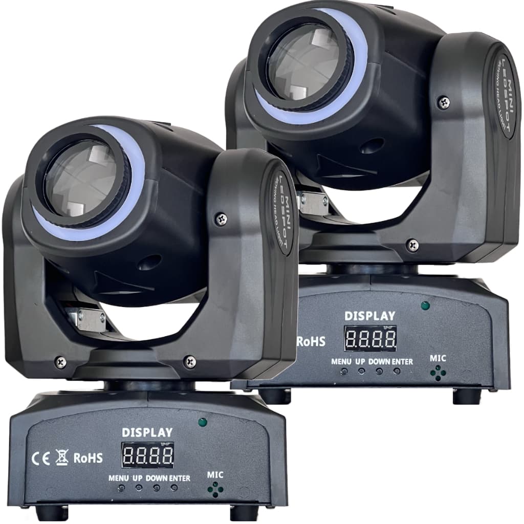 Kit 2 Moving Head Led Spot Colorido 60w 8 Desenhos 8 Cores Dmx Sensor De Som Automatico Fita De Led