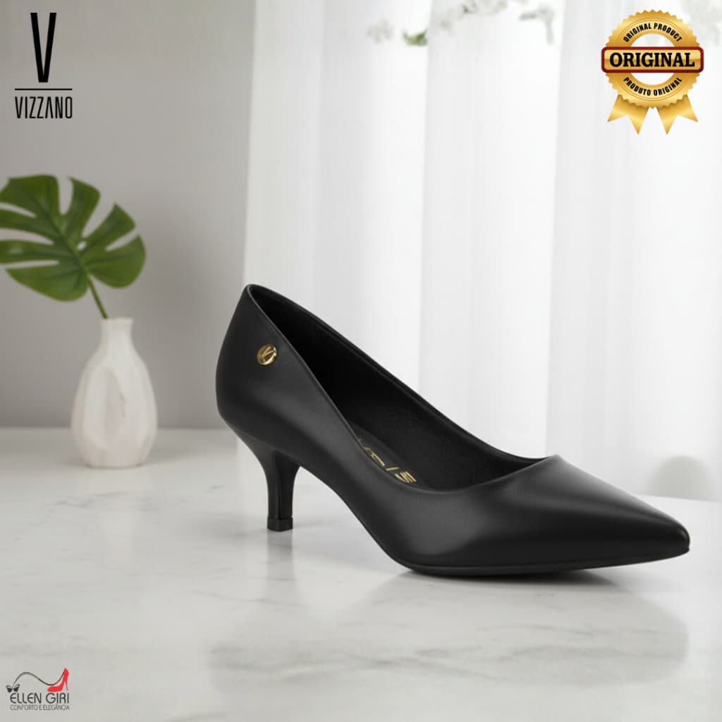 Scarpin VIZZANO Lançamento Clássico Salto Baixo 5 cm Confortável Macio Original (Temos outras Cores)