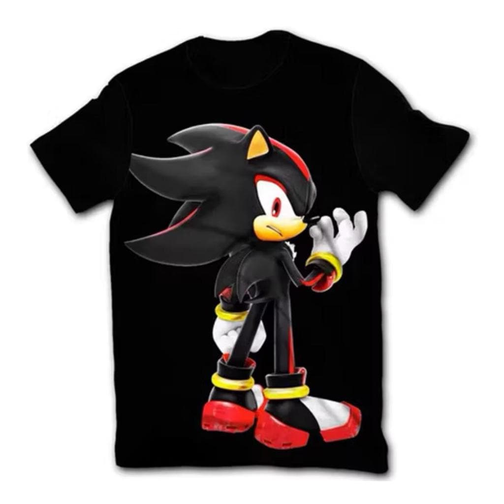 camiseta infantil Sonic em algodão personagem básica moda