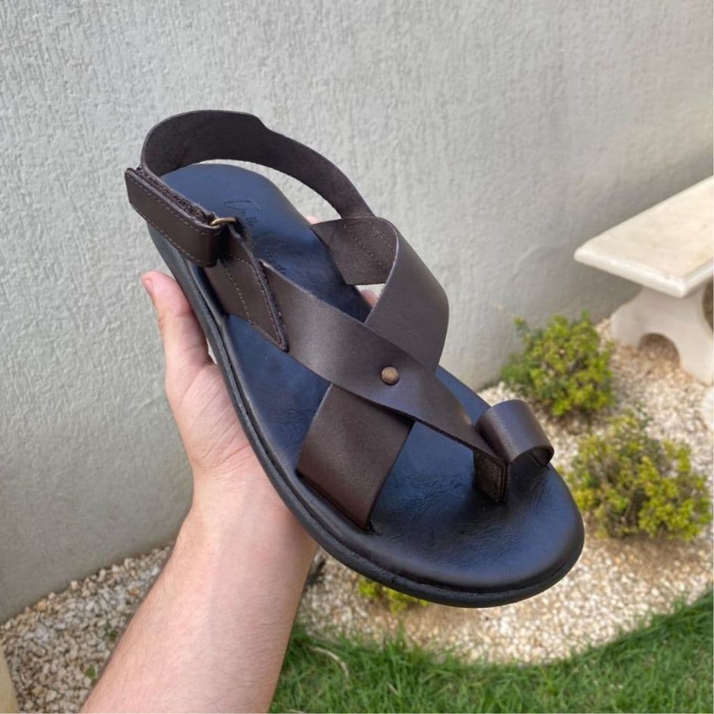 Sandalia Em Couro Gladiadora Masculina Confortável Couro 100% Legitimo Lançamento Promoção