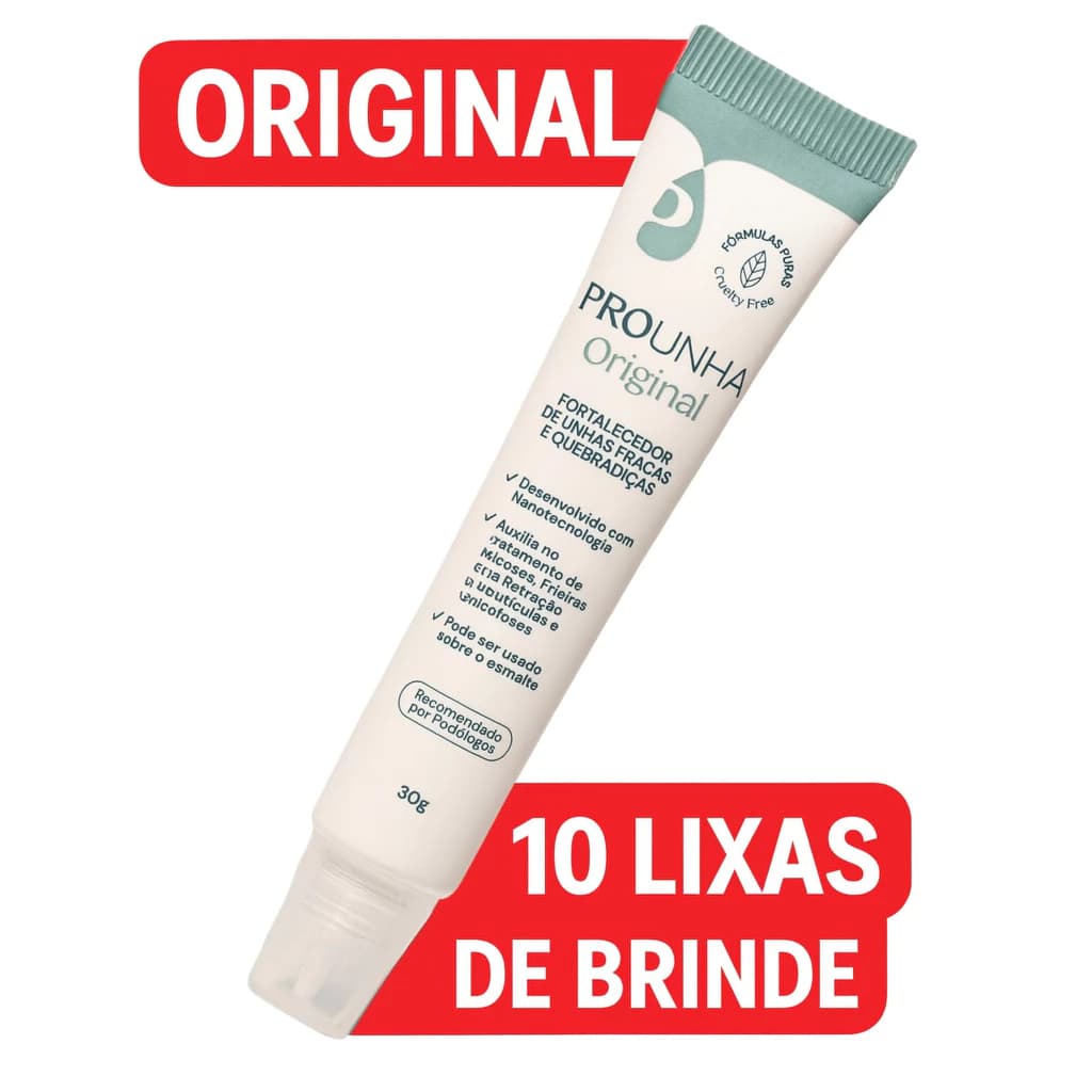 Fortalecedor de Unhas Pro Unha Tea Tree Creme (30g) + 10 Lixas Grátis