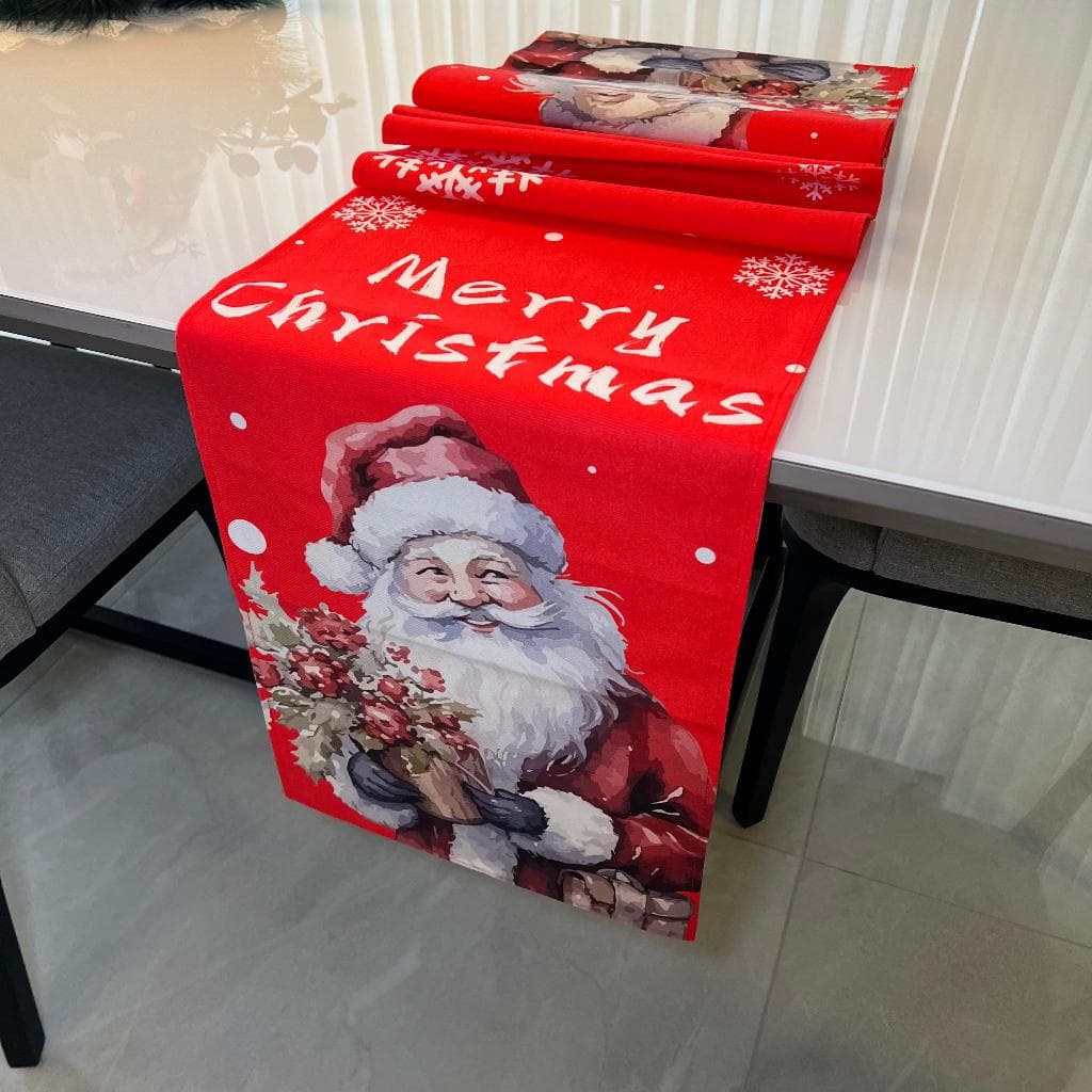 Toalha, trilho de mesa, natal, tecido, estampado, bordado, 33x180cm, elegante, qualidade, Majestosa casa