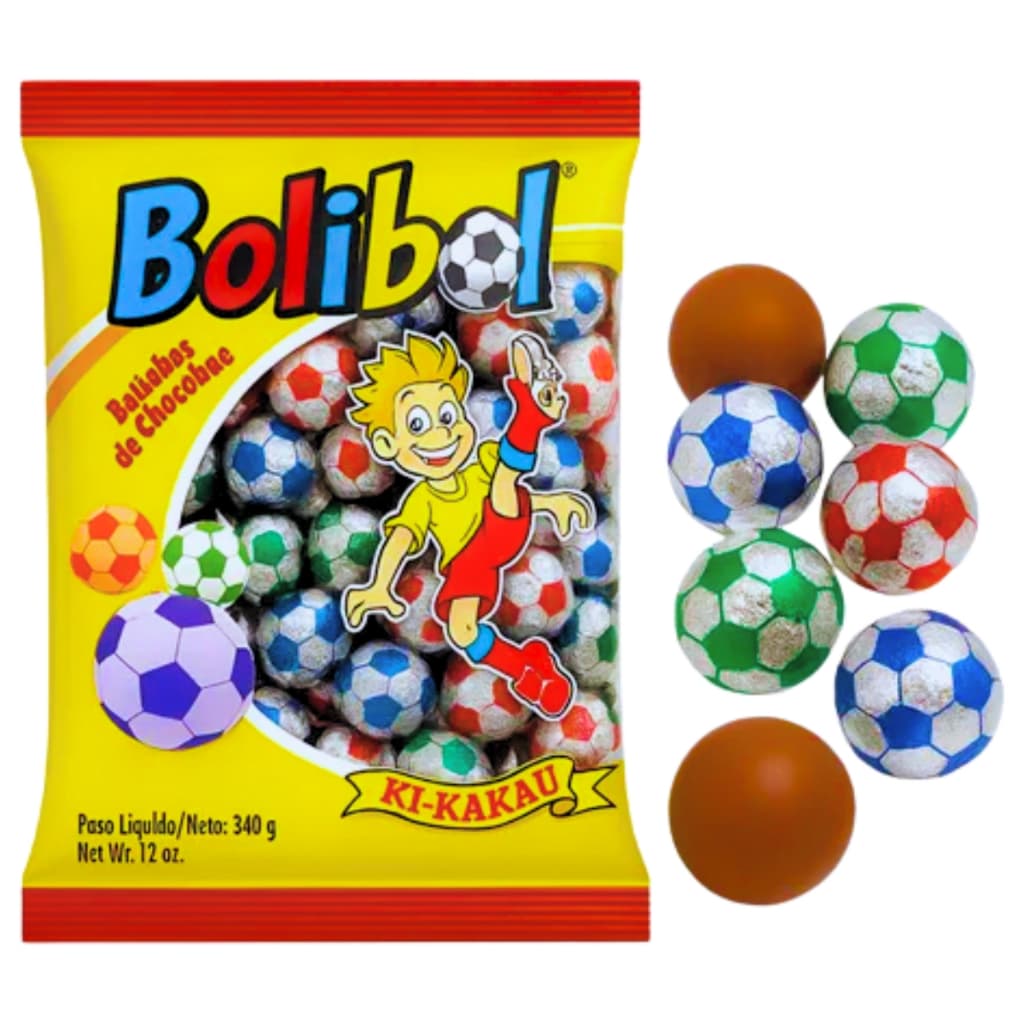 Bolinhas de Futebol Bolibol Sabor Chocolate C/50 Unidades 340g Ki-Kakau